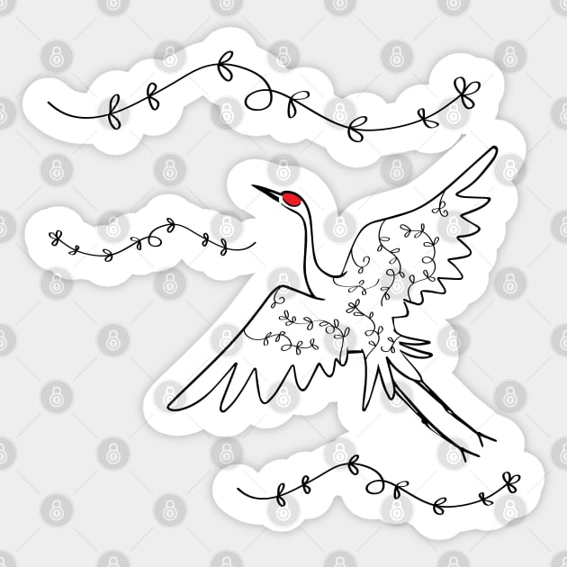 Sandhill Crane Flying Sticker by ArtAndPixels